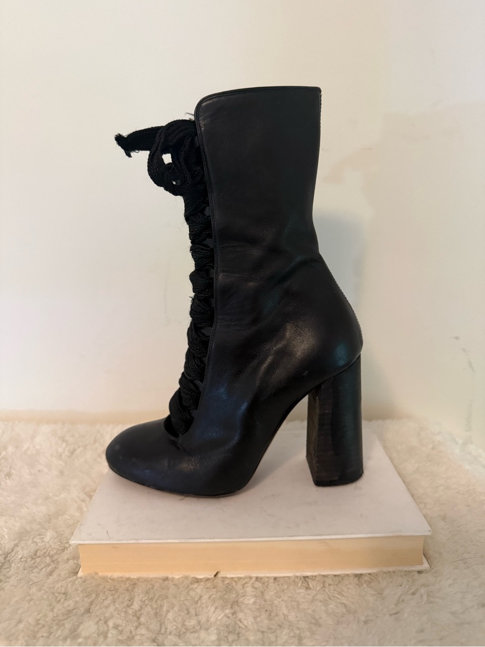 Chloe Black Lace-Up High Heel Ankle Boots Beautiful EU37 - Picture 9 of 13